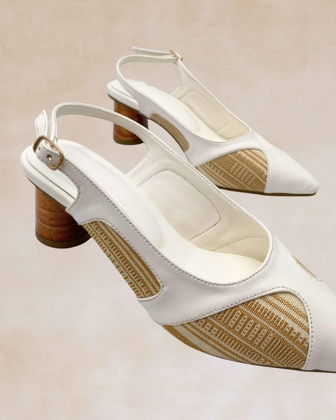 Adah | White Woven Slingback Heels