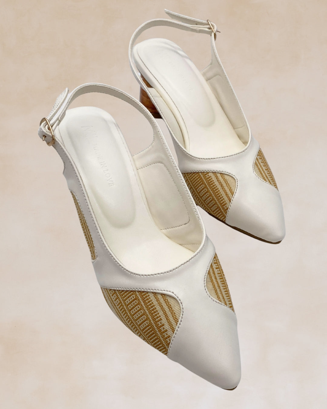 Adah | White Woven Slingback Heels