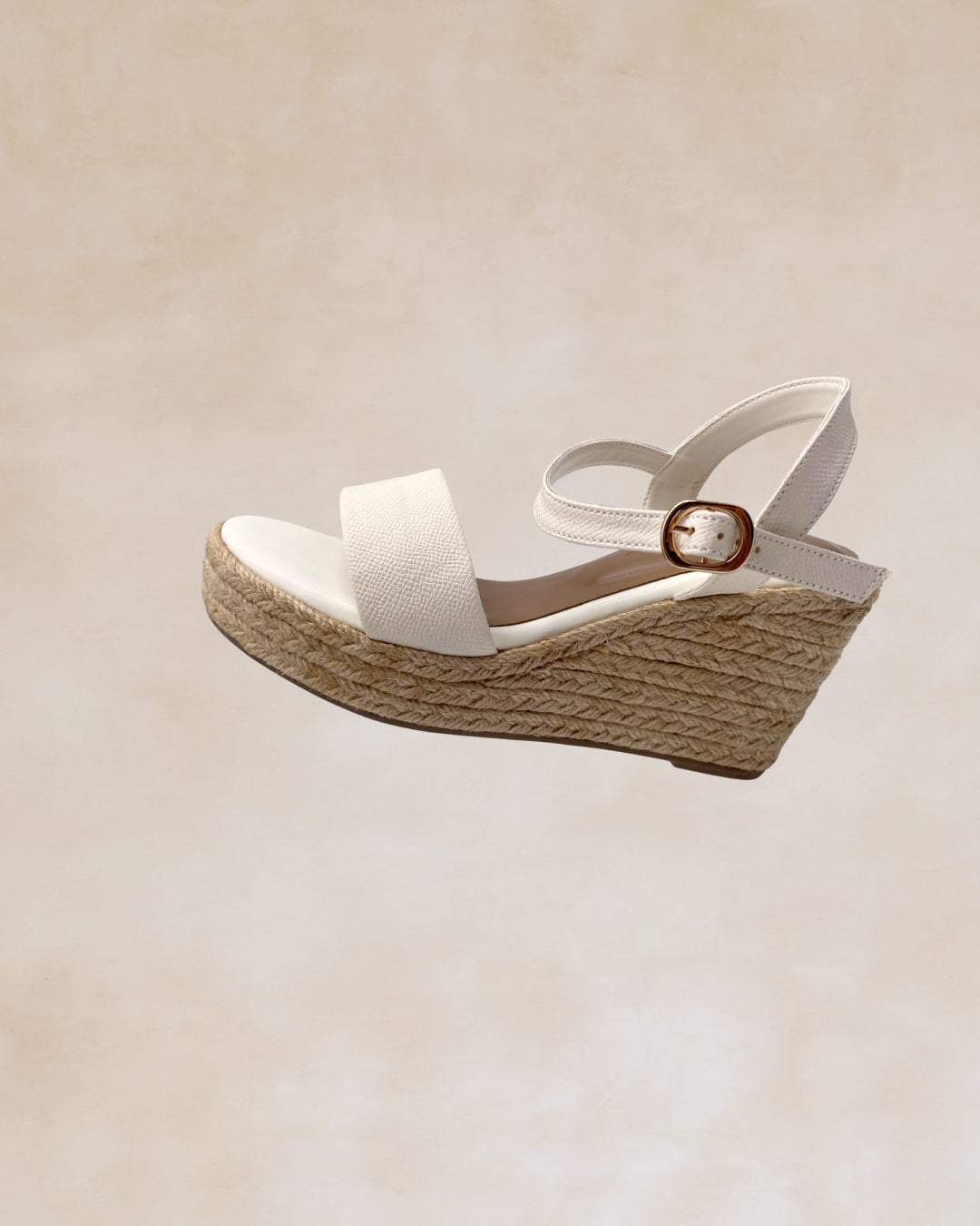 Micah | White Abaca Wedge Sandals