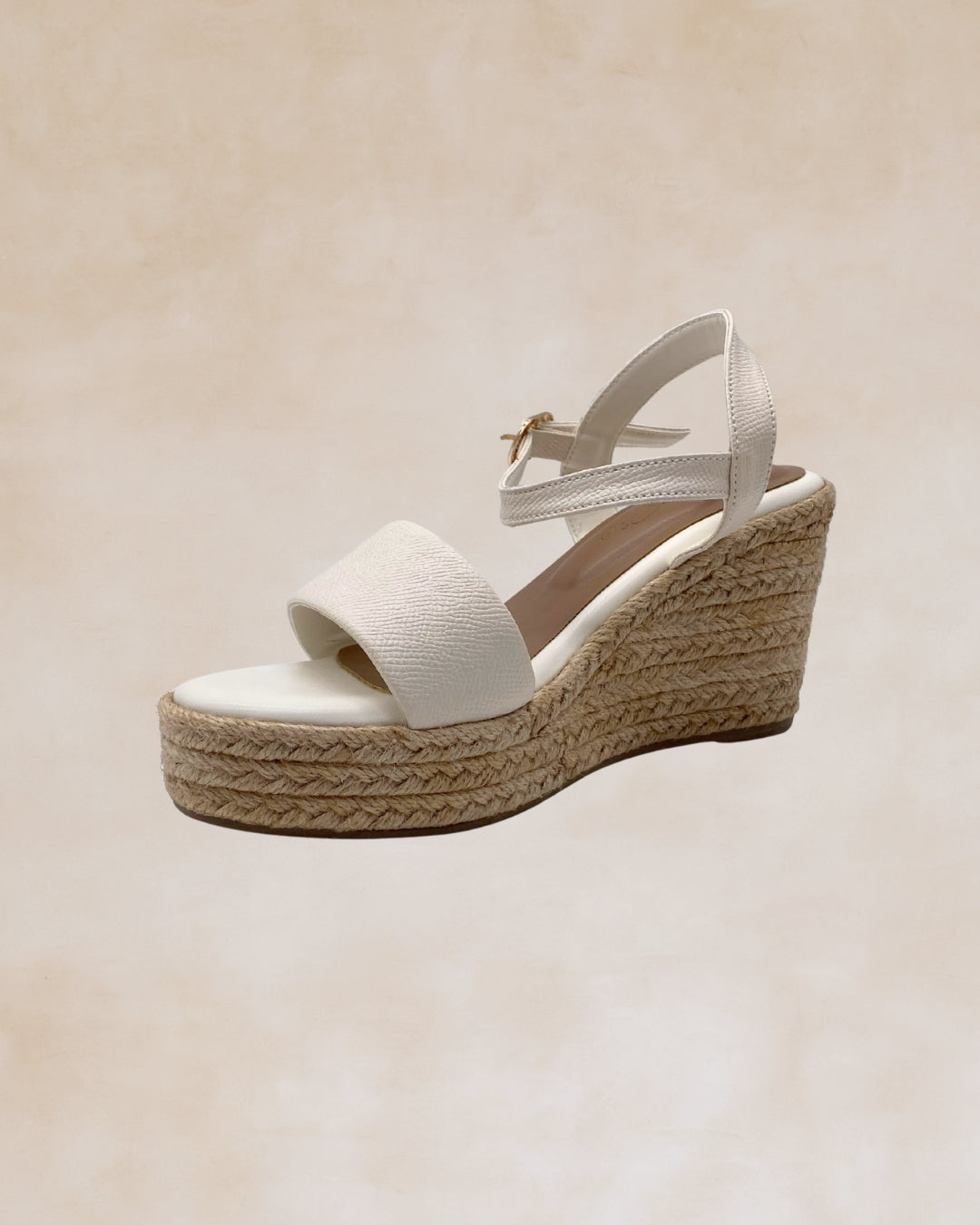 Micah | White Abaca Wedge Sandals
