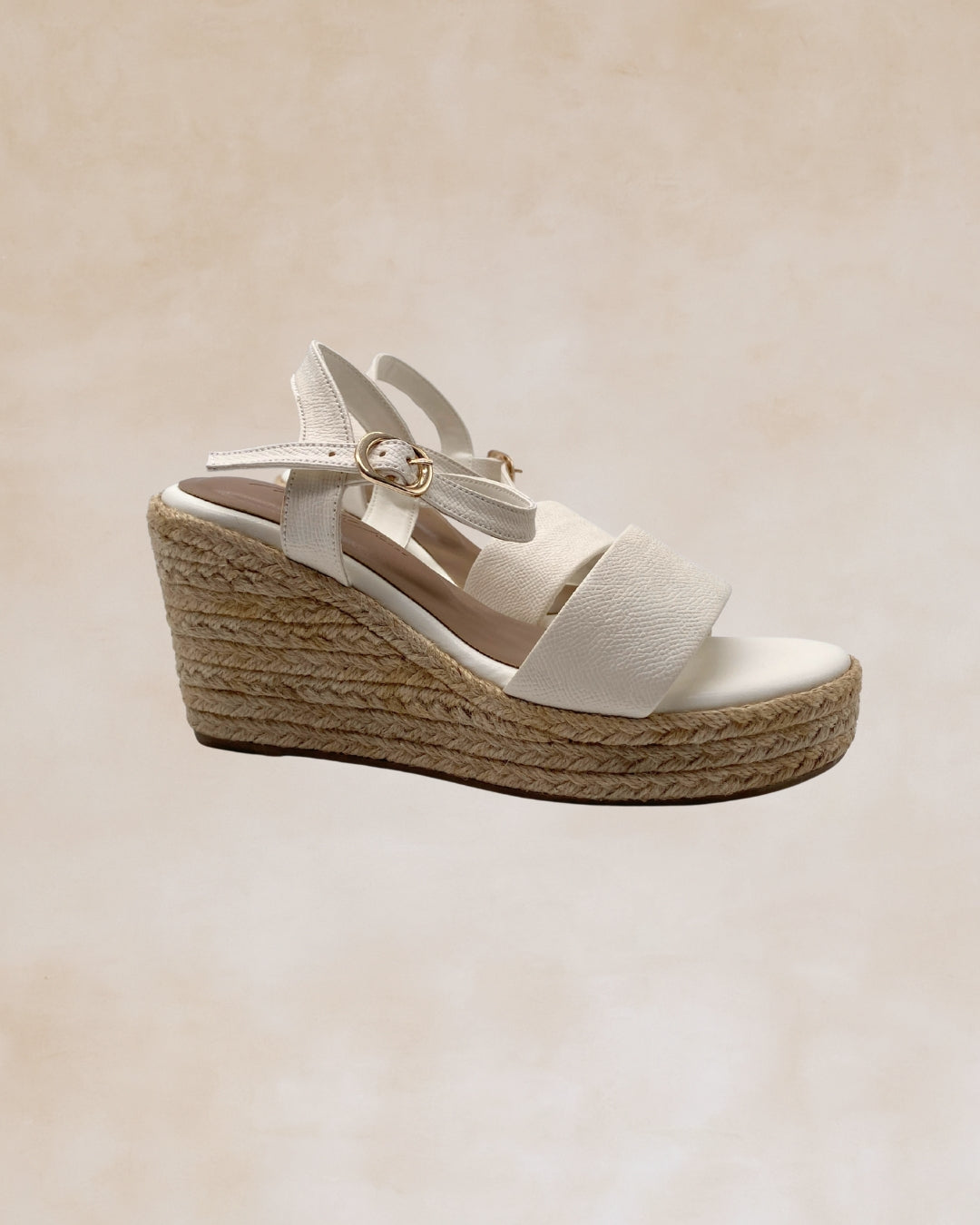 Micah | White Abaca Wedge Sandals