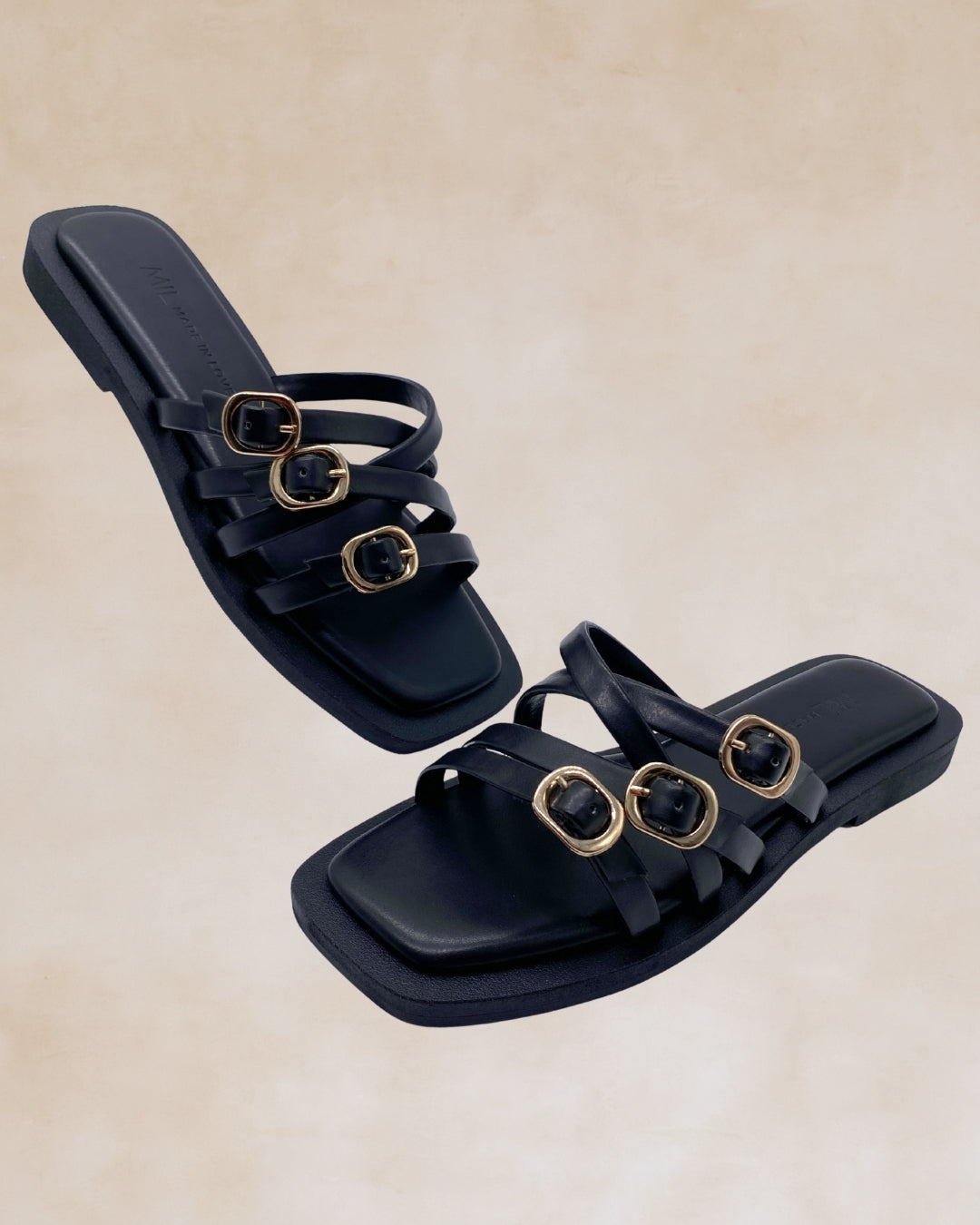 Kasing-Kasing | Black Buckle Strap Sandals