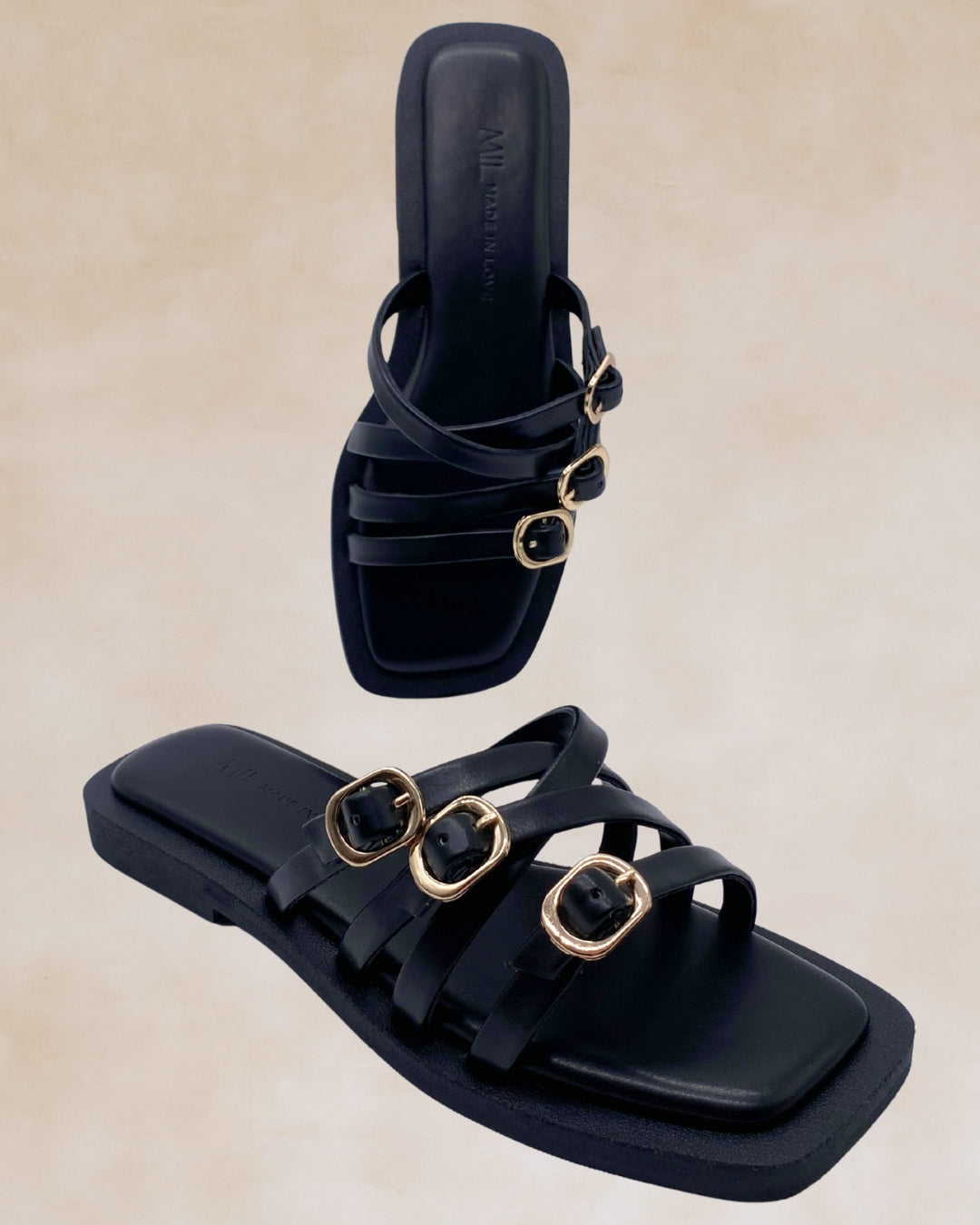 Kasing-Kasing | Black Buckle Strap Sandals