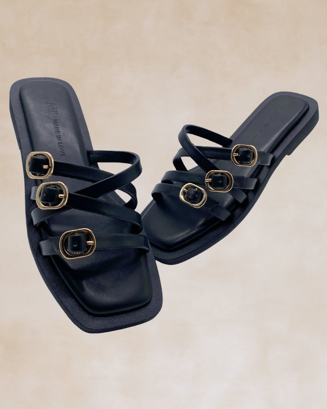 Kasing-Kasing | Black Buckle Strap Sandals