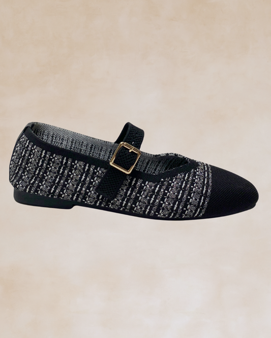 Cleopatra | Black Knit Ballet Flats
