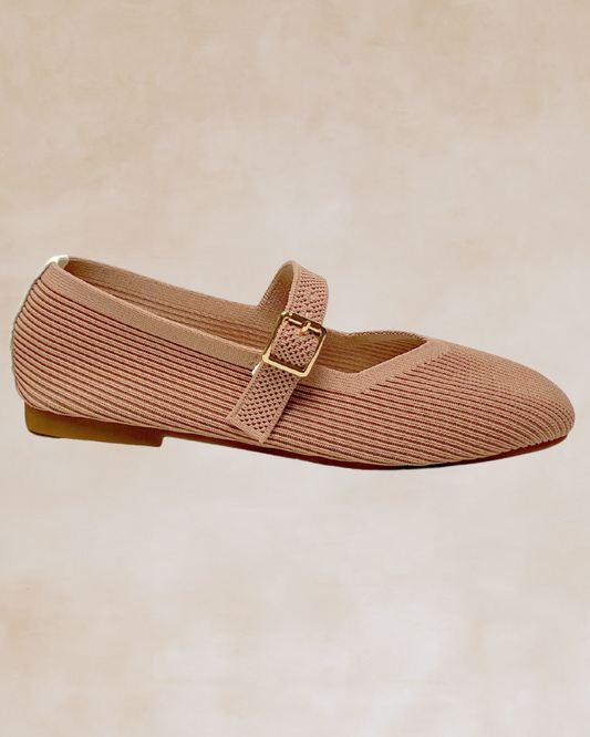 Cleopatra | Peach Knit Ballet Flats