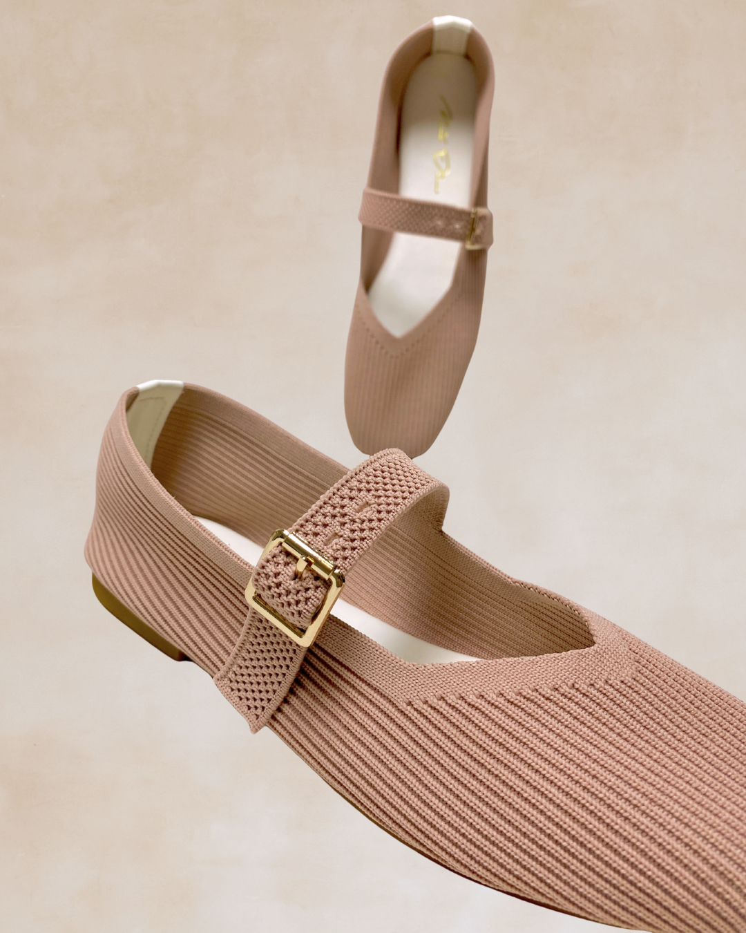 Cleopatra | Peach Knit Ballet Flats