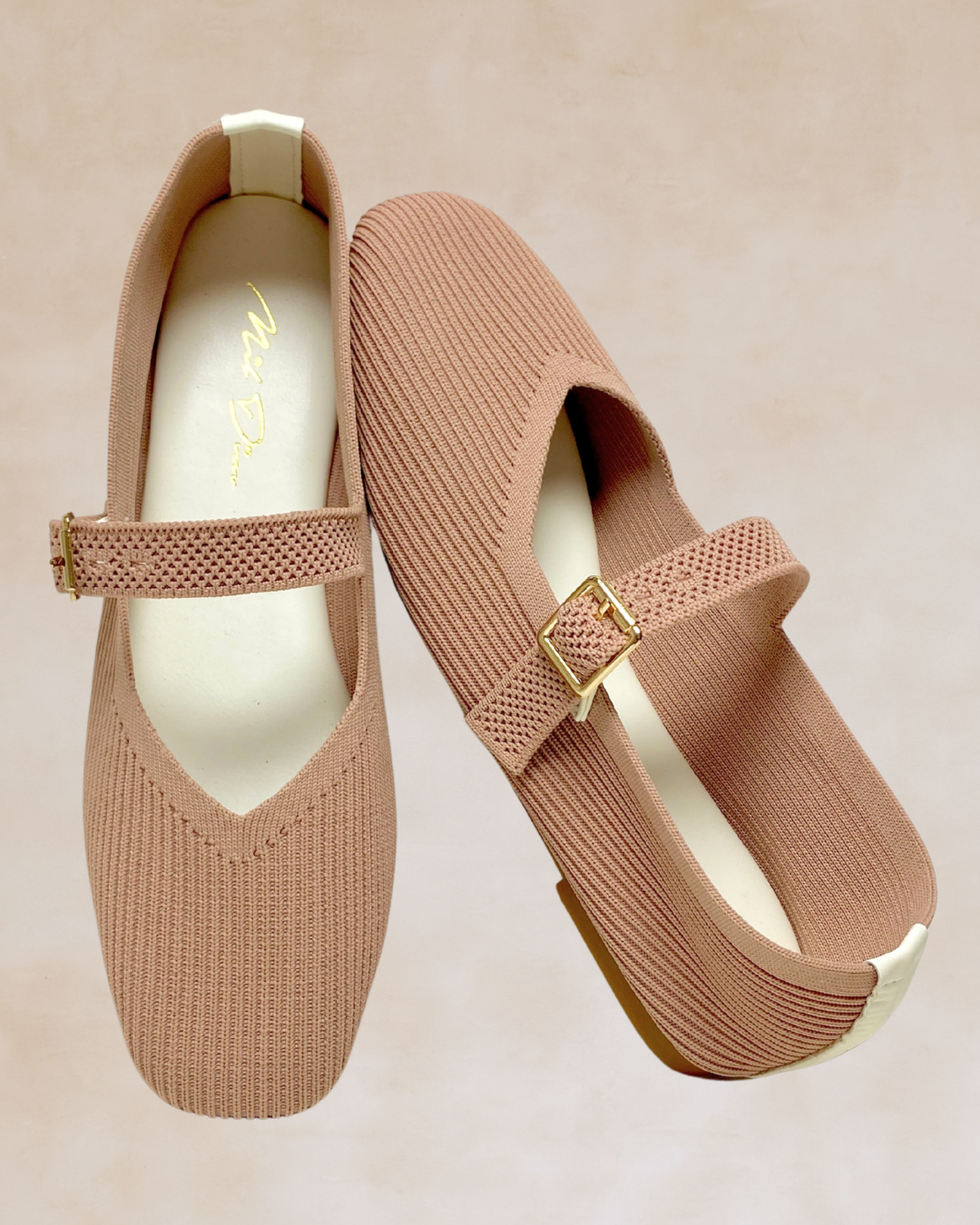 Cleopatra | Peach Knit Ballet Flats