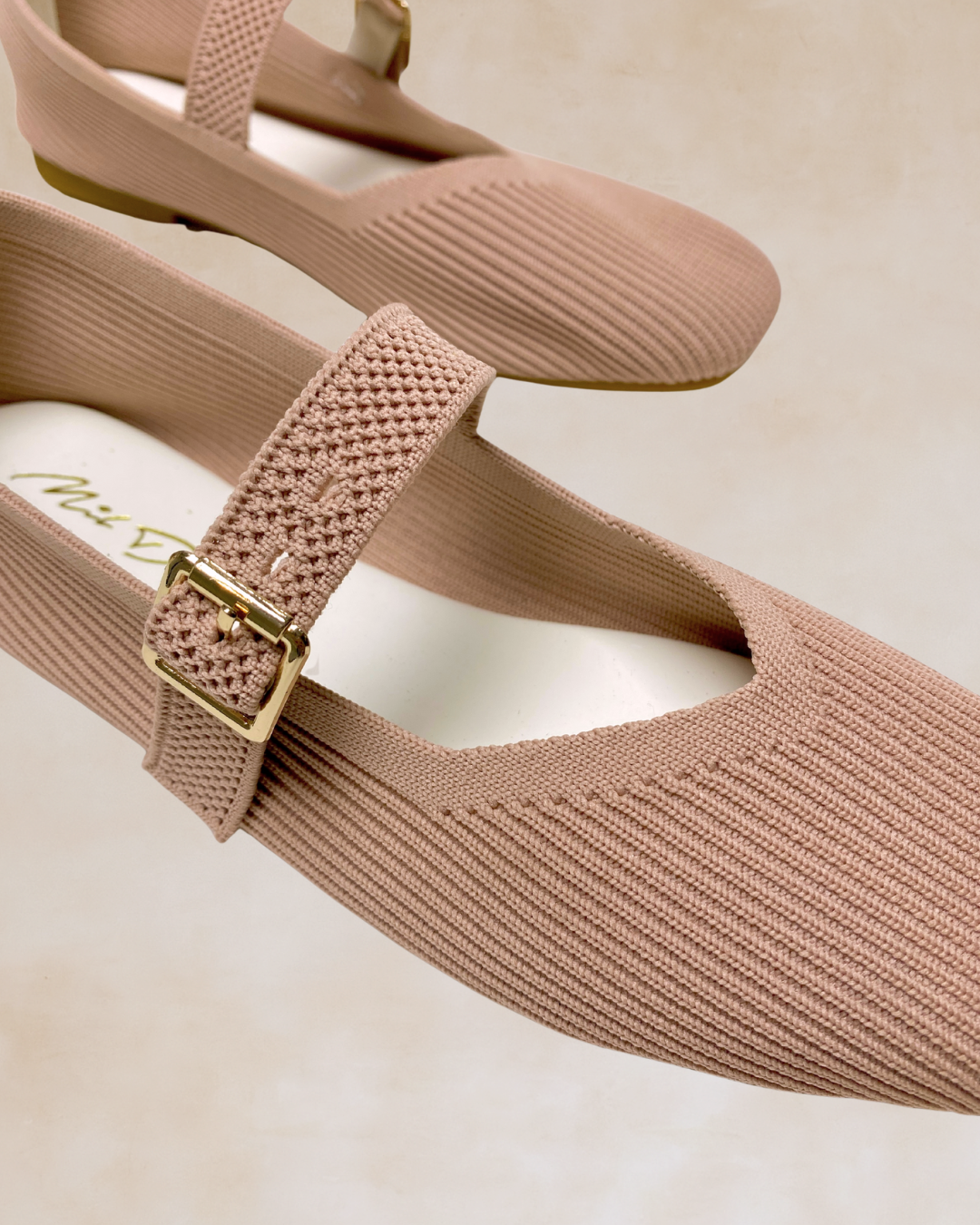 Cleopatra | Peach Knit Ballet Flats