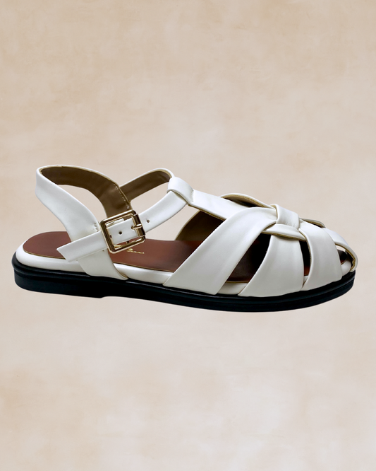 Maharlika | White Crisscross Buckled Sandals