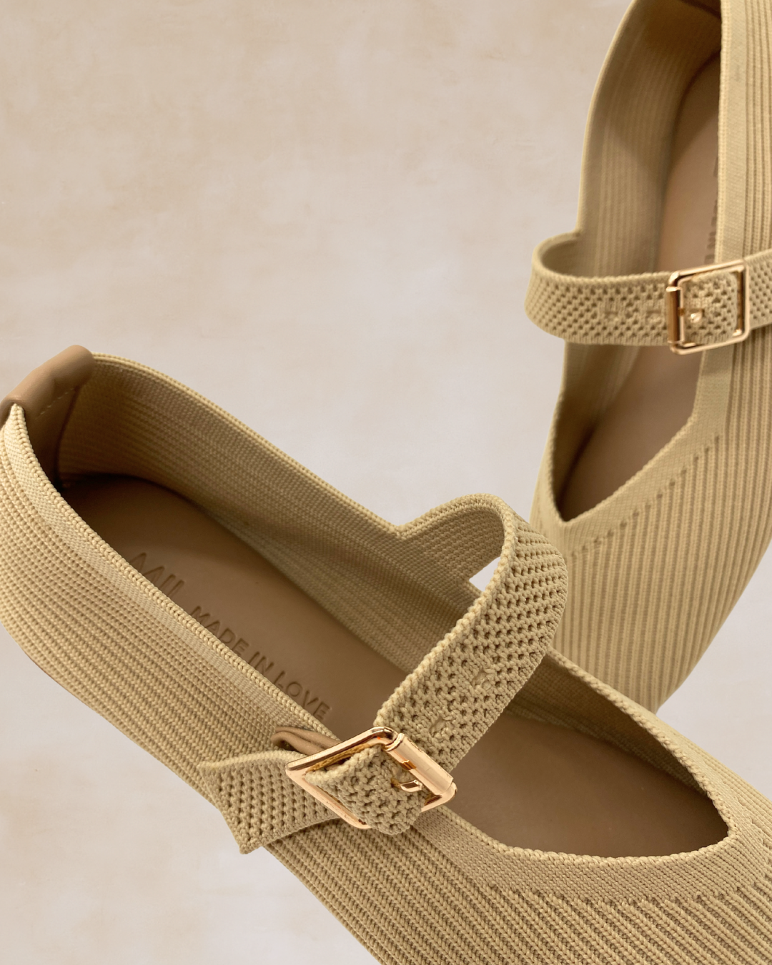 Cleopatra | Beige Knit Ballet Flats