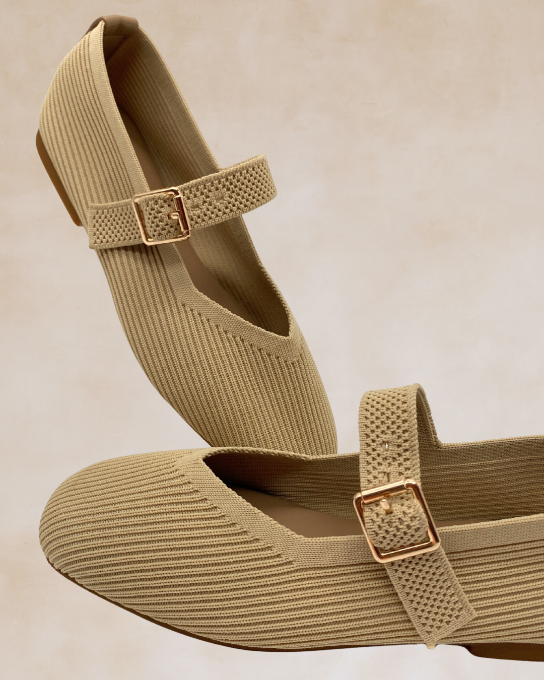Cleopatra | Beige Knit Ballet Flats