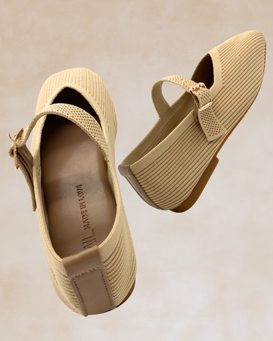 Cleopatra | Beige Knit Ballet Flats