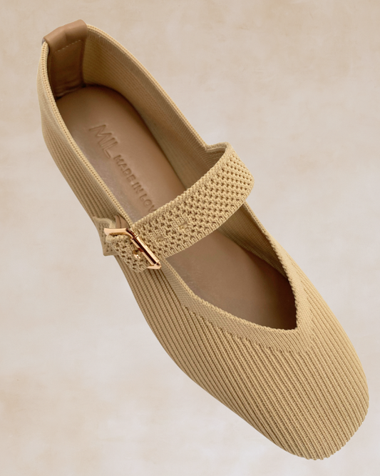 Cleopatra | Beige Knit Ballet Flats