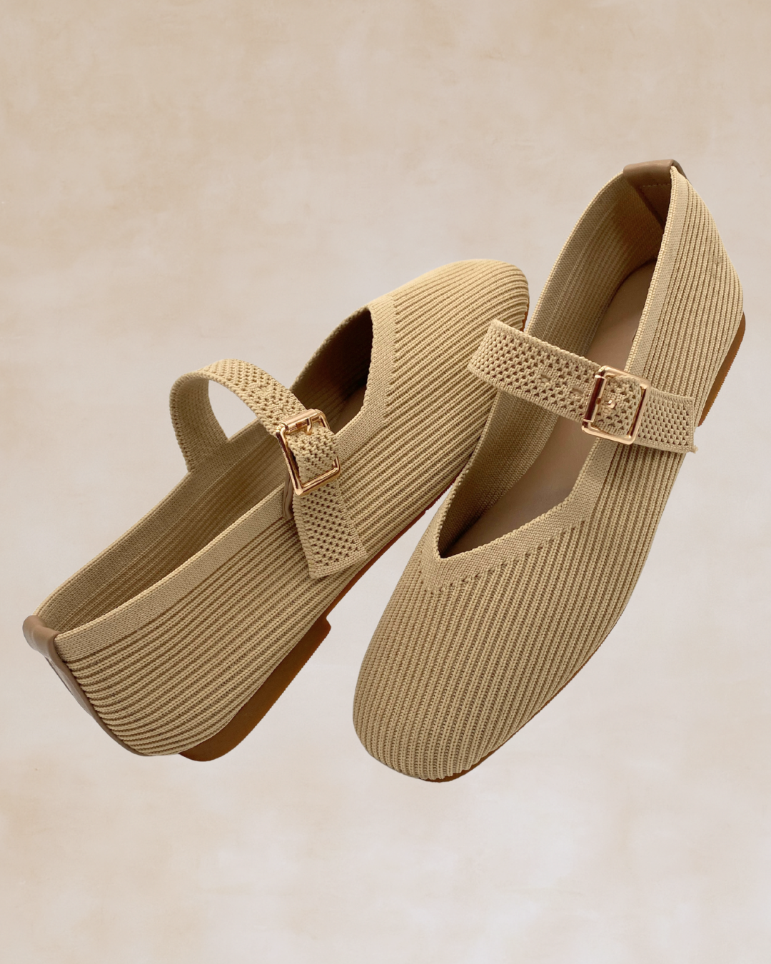 Cleopatra | Beige Knit Ballet Flats