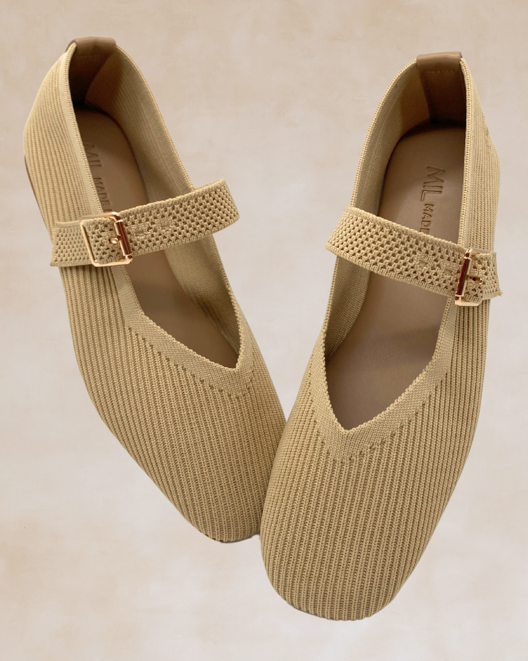 Cleopatra | Beige Knit Ballet Flats
