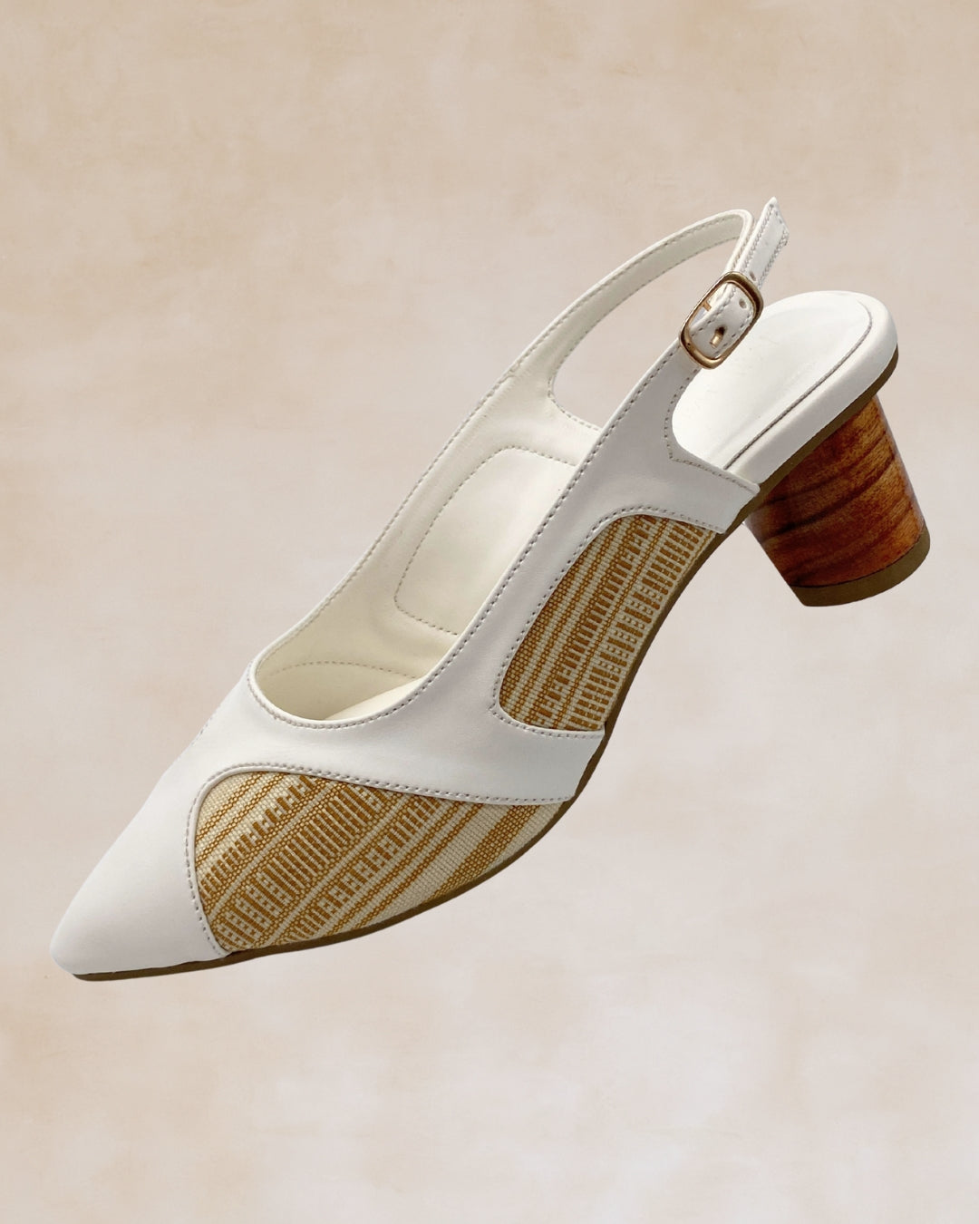 Adah | White Woven Slingback Heels