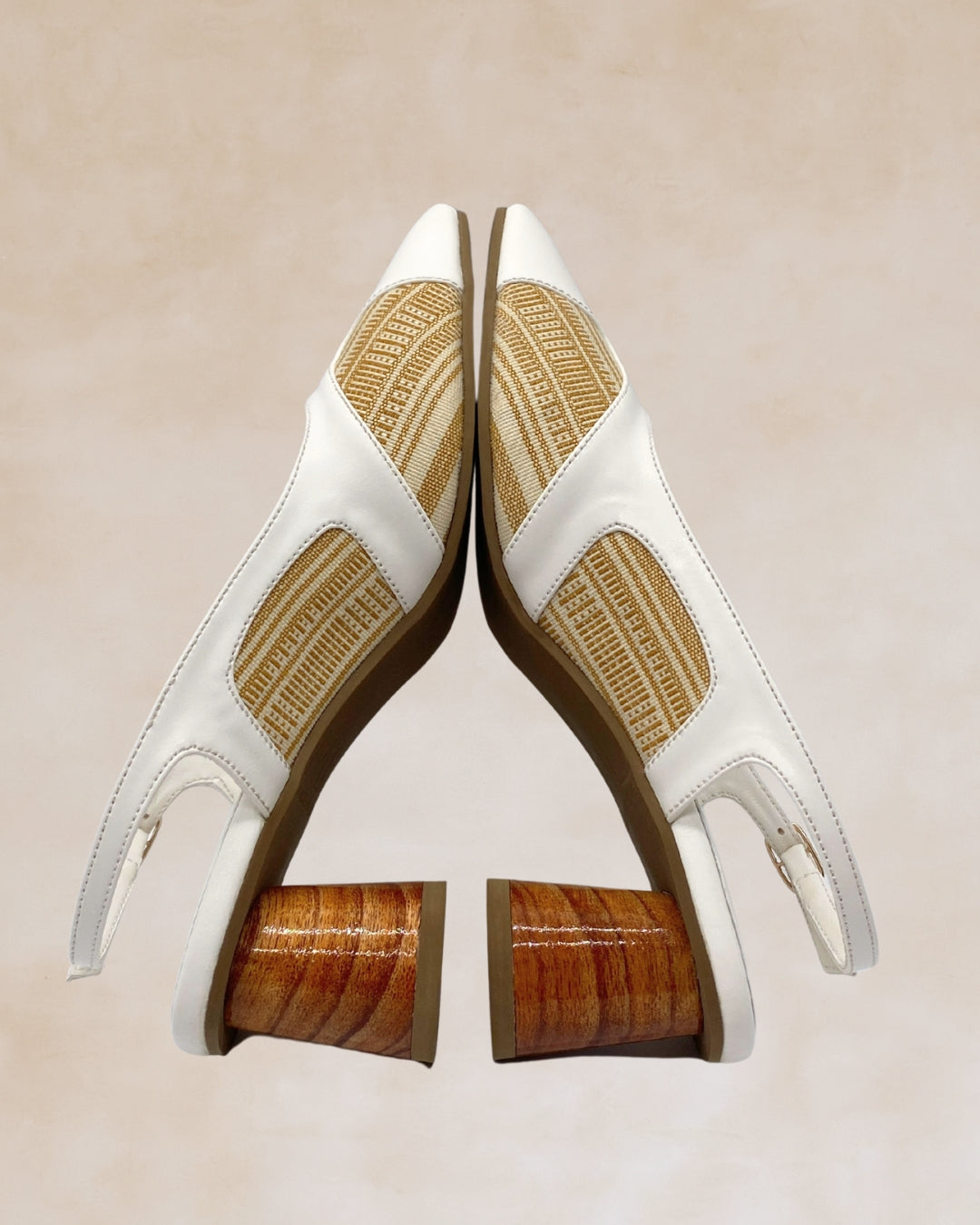 Adah | White Woven Slingback Heels