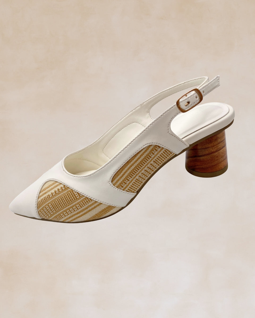 Adah | White Woven Slingback Heels
