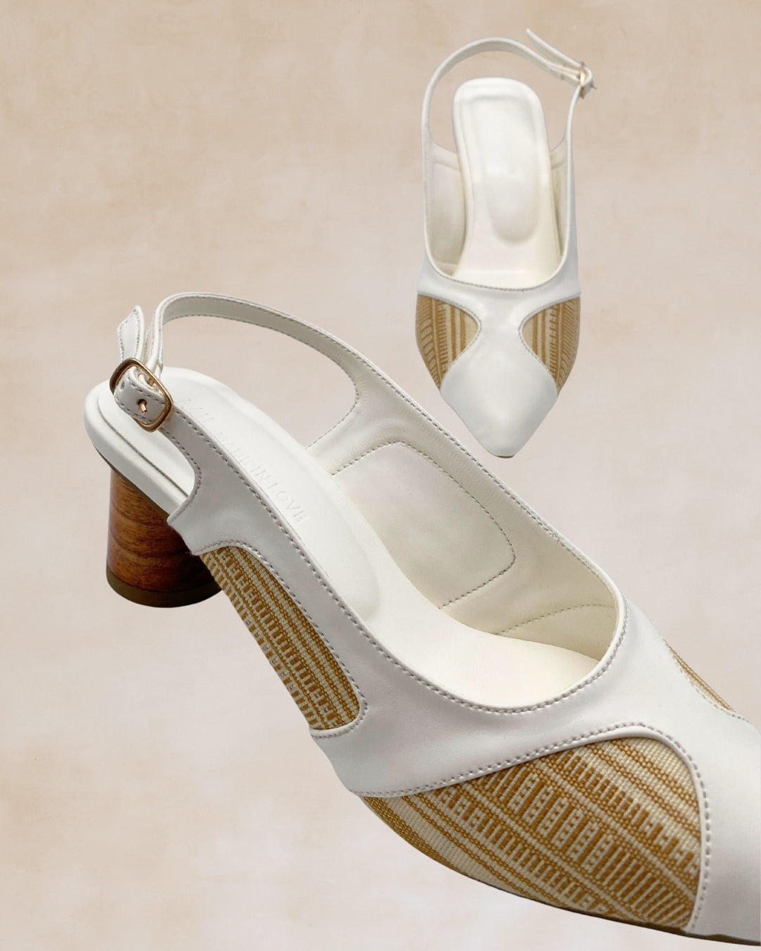 Adah | White Woven Slingback Heels