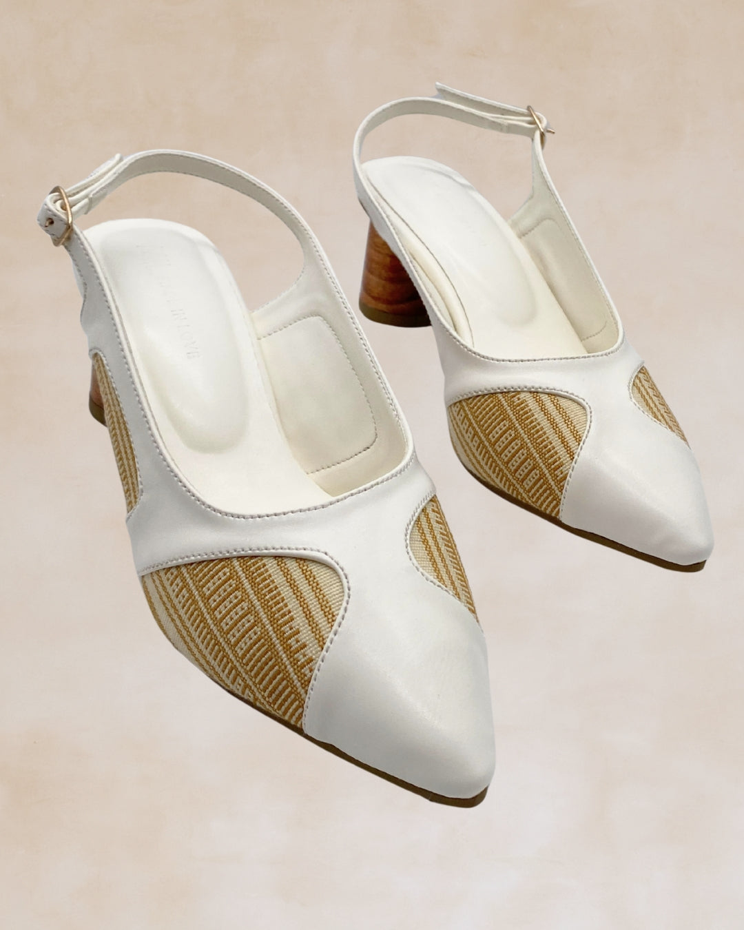 Adah | White Woven Slingback Heels