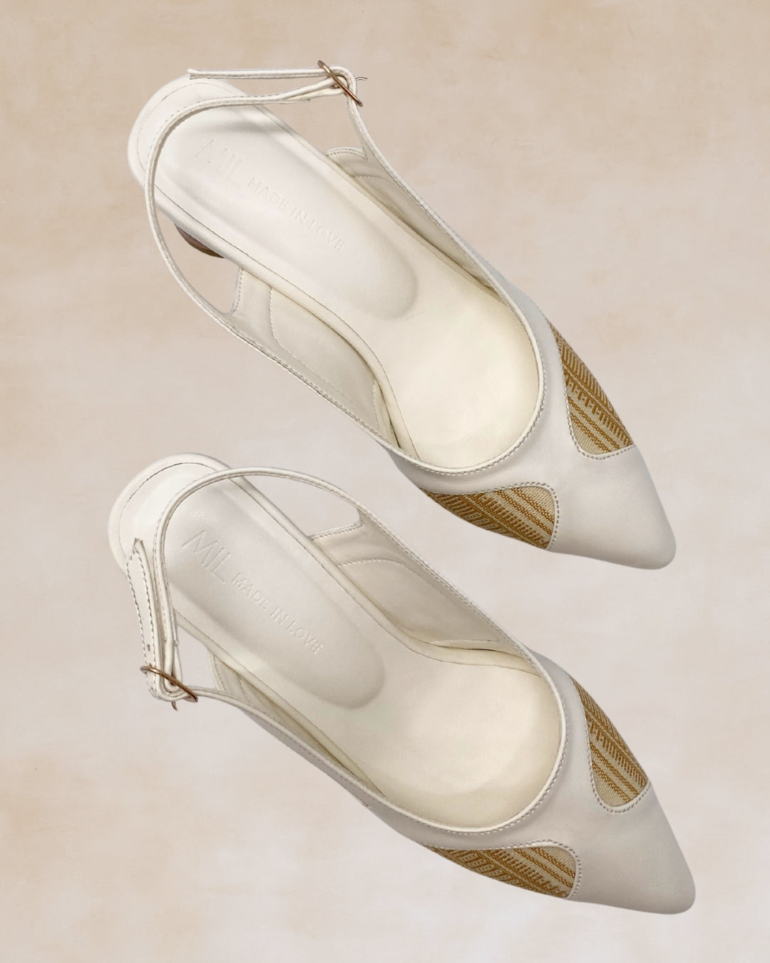 Adah | White Woven Slingback Heels