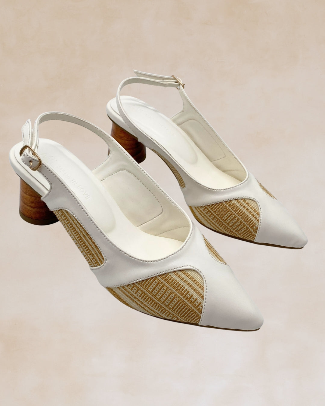 Adah | White Woven Slingback Heels