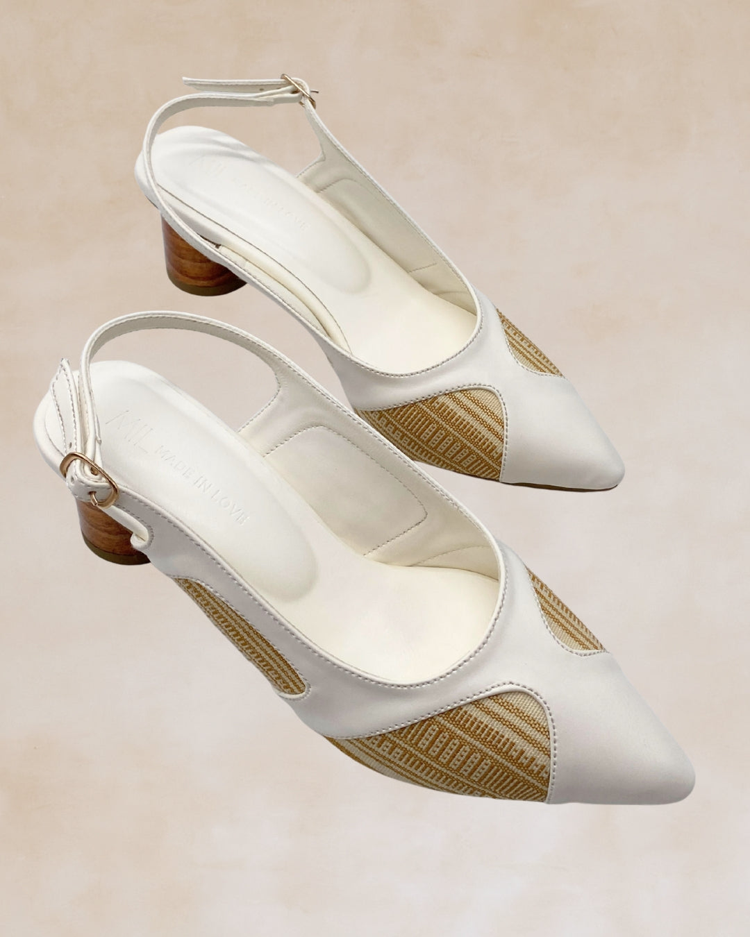 Adah | White Woven Slingback Heels