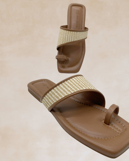 Tiwala | Taupe Strap Ring Toe Sandals