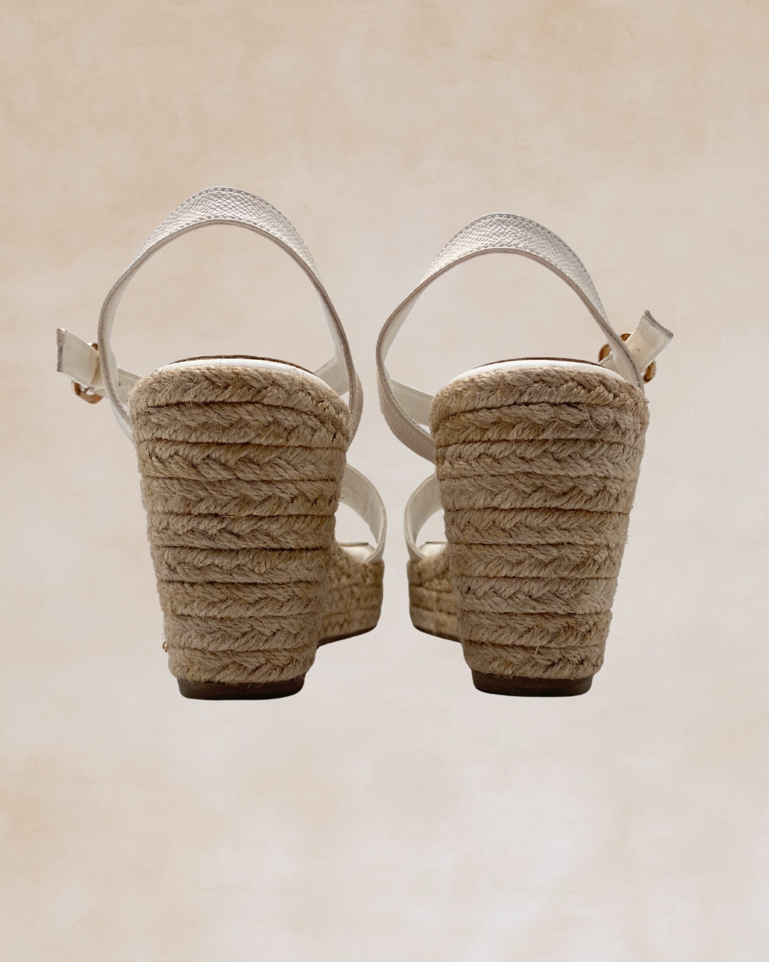 Micah | White Abaca Wedge Sandals