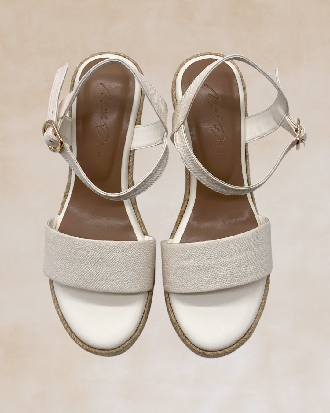 Micah | White Abaca Wedge Sandals