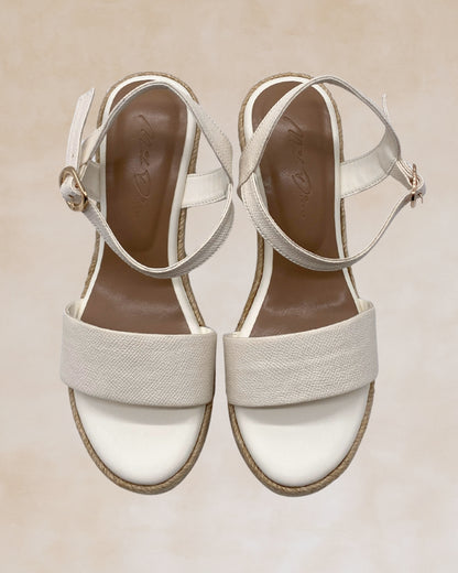 Micah | White Abaca Wedge Sandals