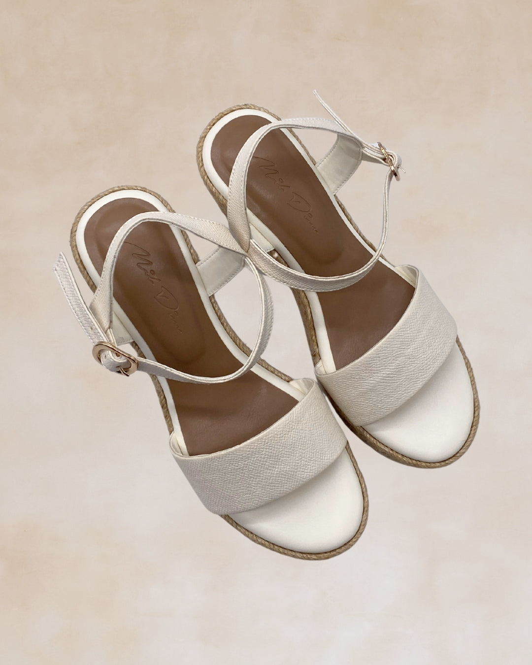 Micah | White Abaca Wedge Sandals