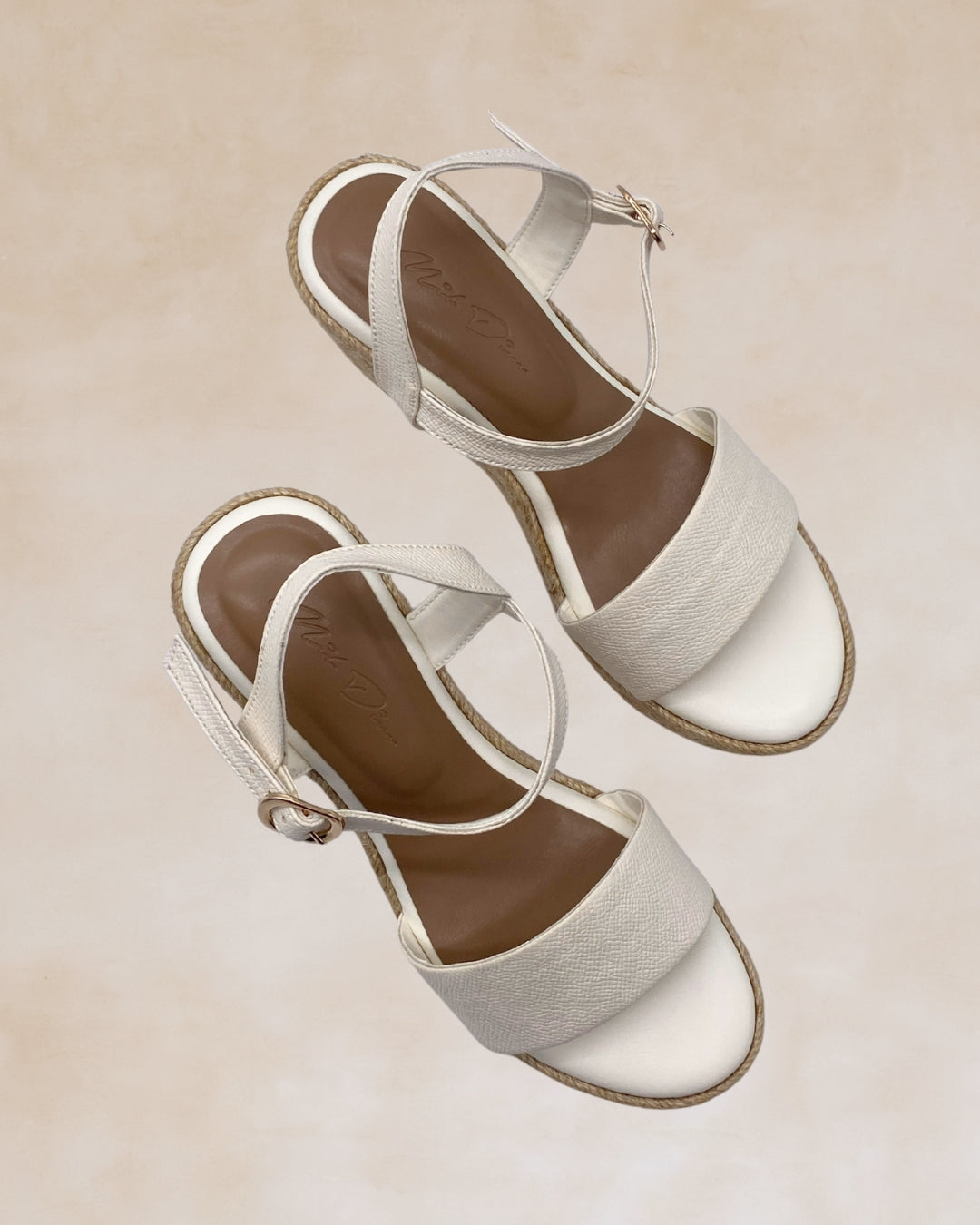 Micah | White Abaca Wedge Sandals