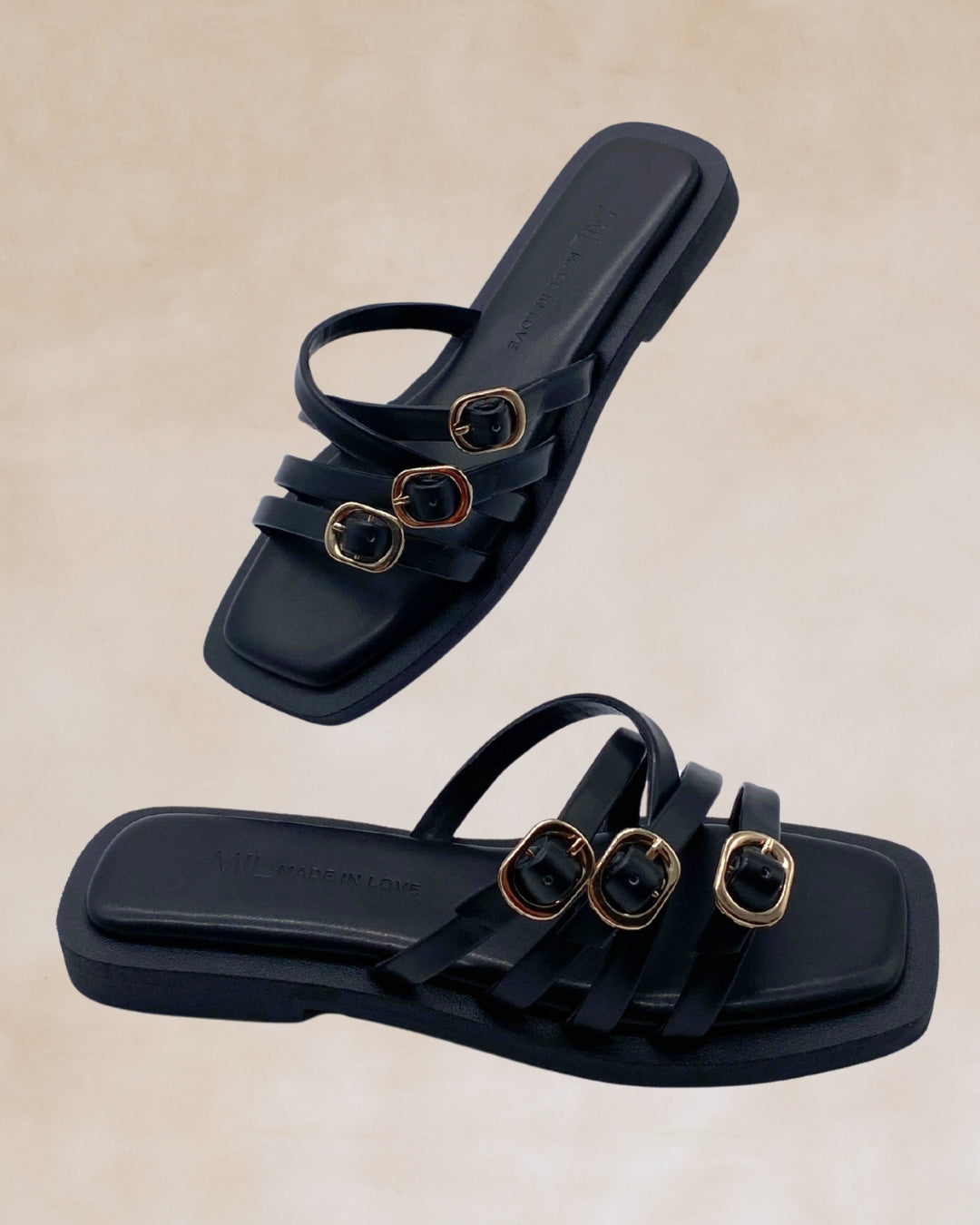 Kasing-Kasing | Black Buckle Strap Sandals