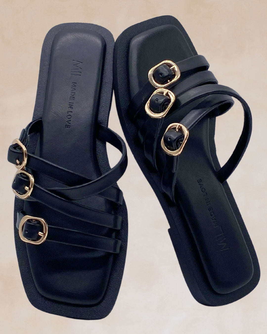 Kasing-Kasing | Black Buckle Strap Sandals