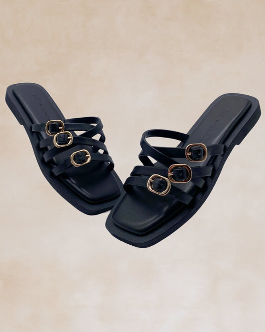 Kasing-Kasing | Black Buckle Strap Sandals