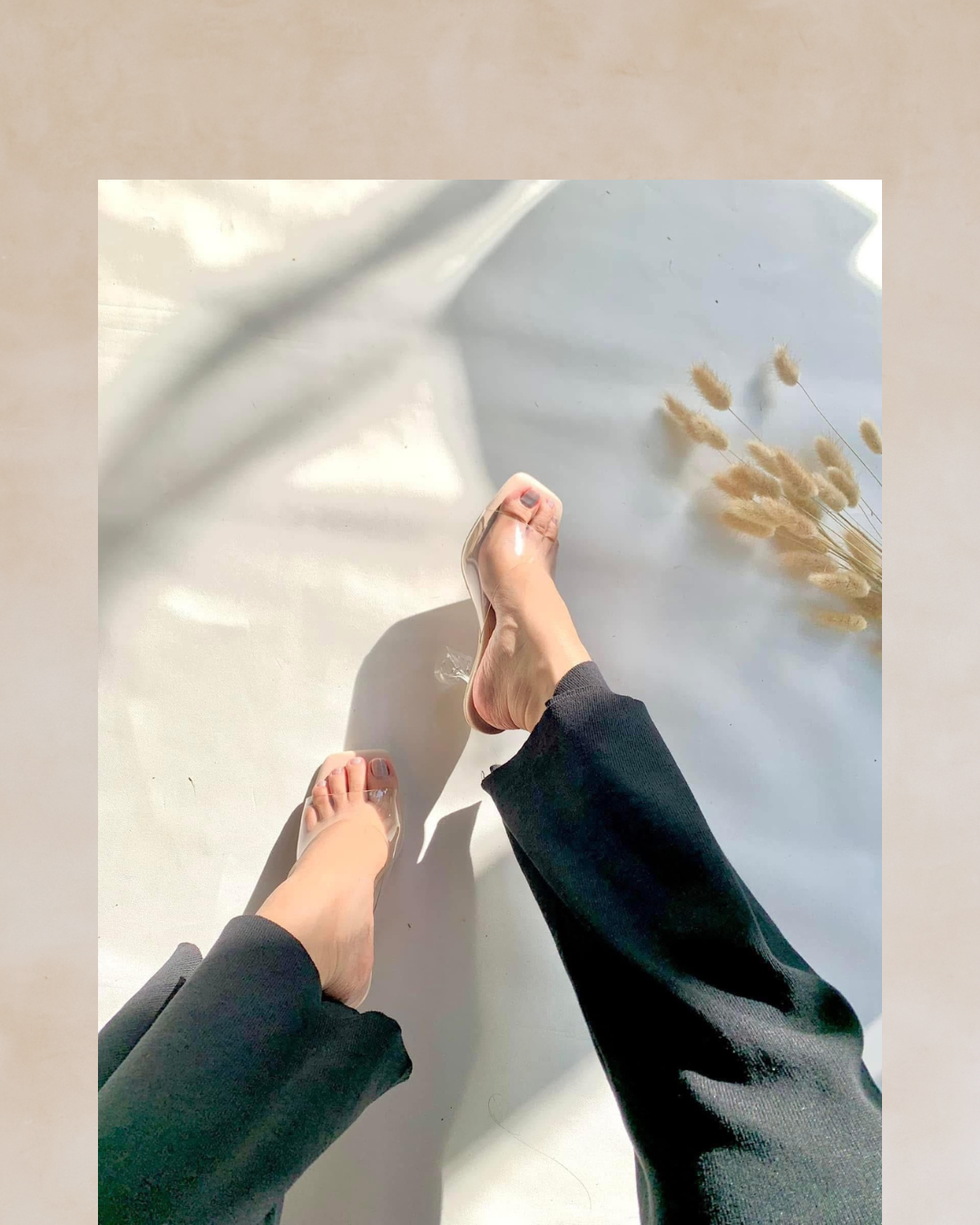 Ezra | Rose Gold & Clear Heeled Mules