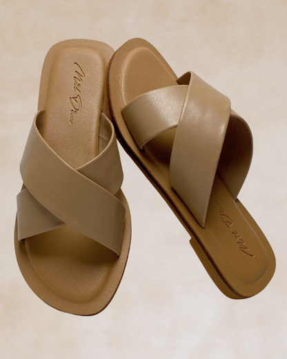 Yonah | Mocha Criss-Cross Slide Sandals