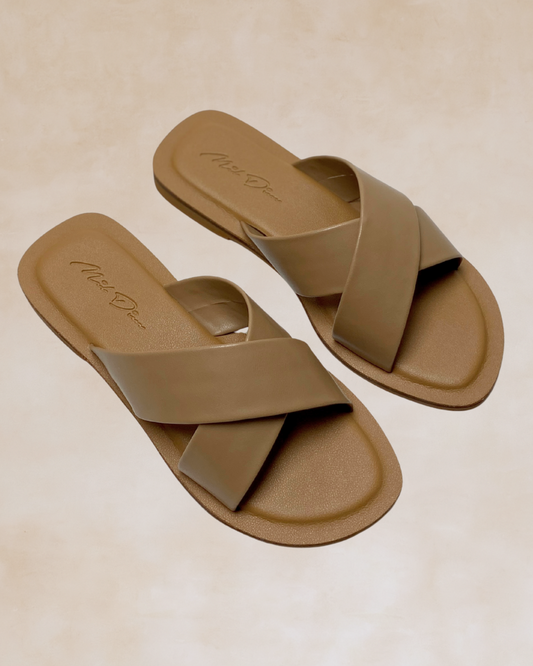 Yonah | Mocha Criss-Cross Slide Sandals