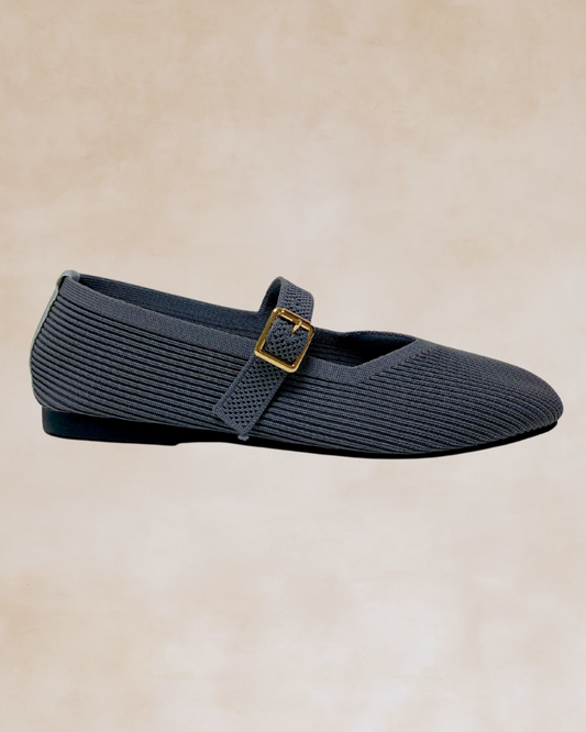 Cleopatra | Gray Knit Ballet Flats