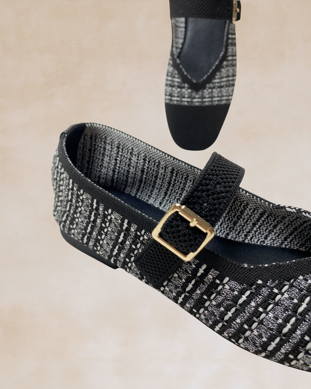 Cleopatra | Black Knit Ballet Flats
