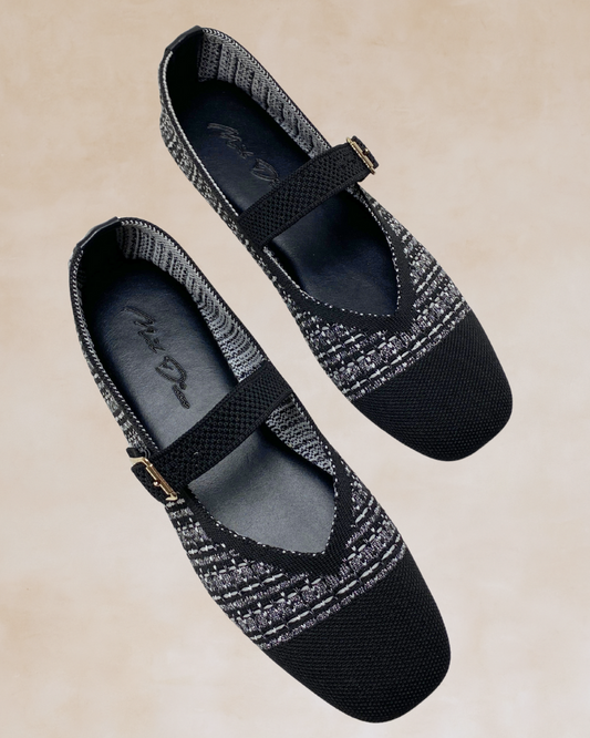 Cleopatra | Black Knit Ballet Flats