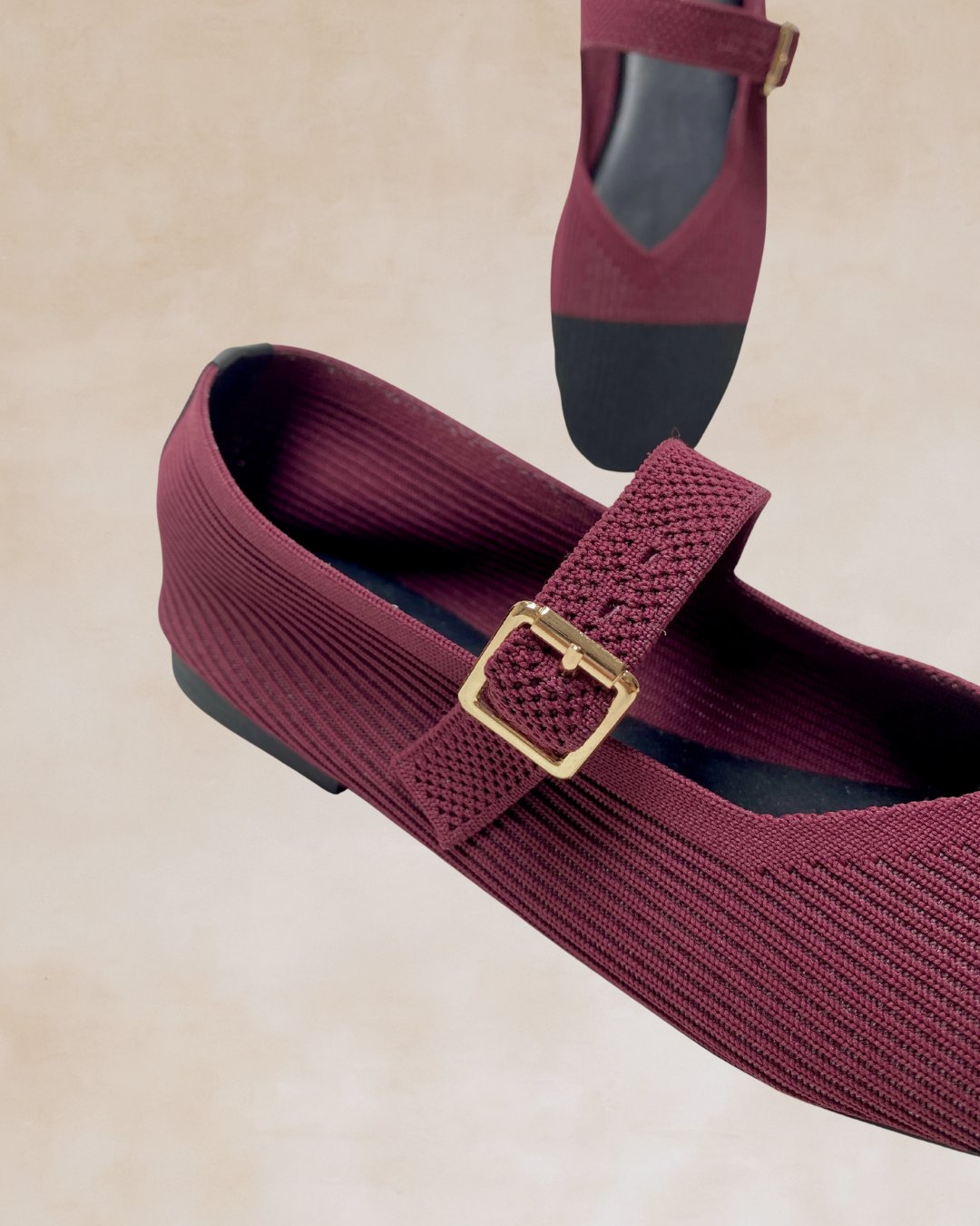 Cleopatra | Maroon-Black Knit Ballet Flats