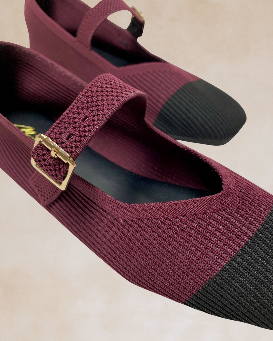 Cleopatra | Maroon-Black Knit Ballet Flats