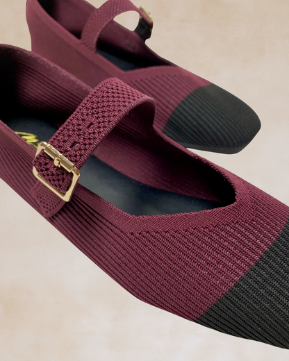 Cleopatra | Maroon-Black Knit Ballet Flats
