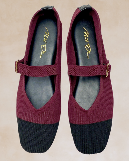 Cleopatra | Maroon-Black Knit Ballet Flats