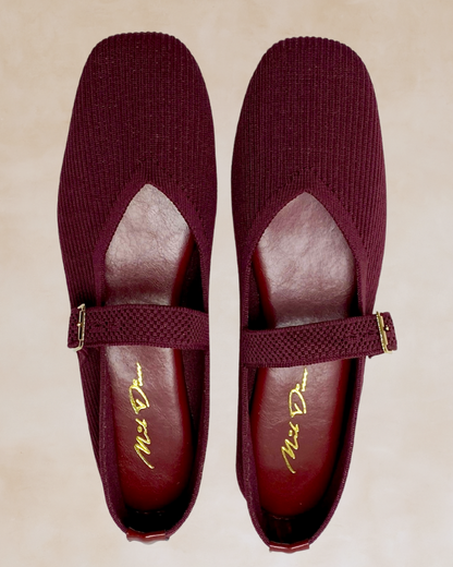 Cleopatra | Maroon Knit Ballet Flats