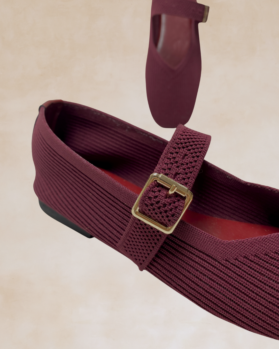 Cleopatra | Maroon Knit Ballet Flats
