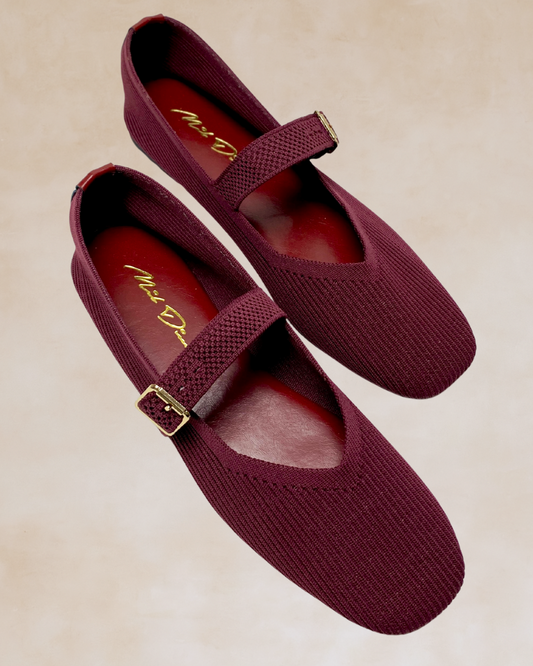 Cleopatra | Maroon Knit Ballet Flats